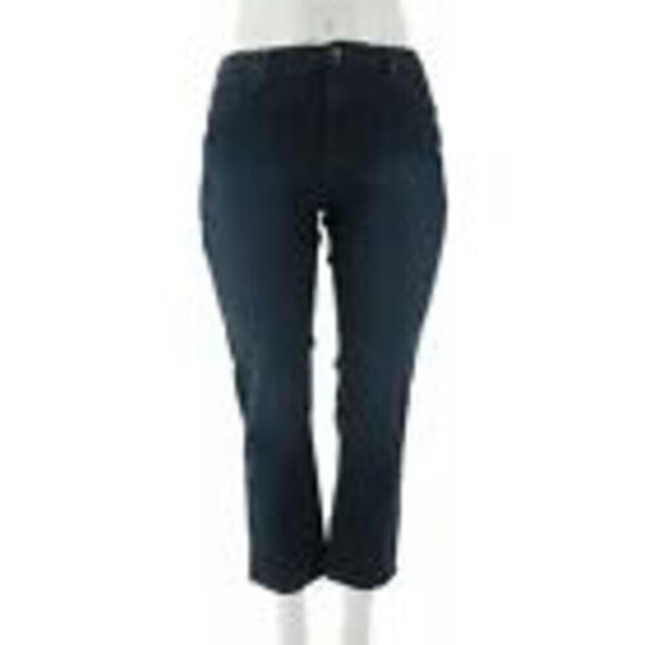 Womans Denim & Co. Reg 5-Pocket Slim Straight Leg Full Length Jeans 28 Plus Indi - Picture 2 of 3